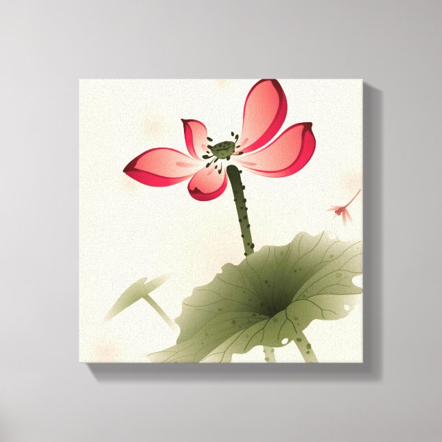 Oriental style Lotus Canvas Print (Front)