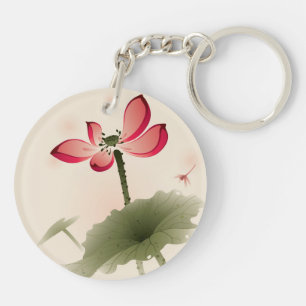 Oriental style Lotus Key Ring