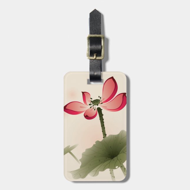 Oriental style Lotus Luggage Tag (Front Vertical)