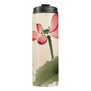 Oriental style Lotus Thermal Tumbler