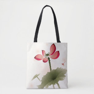 Oriental style Lotus Tote Bag