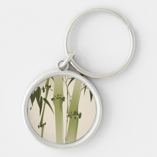 Oriental style painting, bamboo branches 2 key ring (Front)