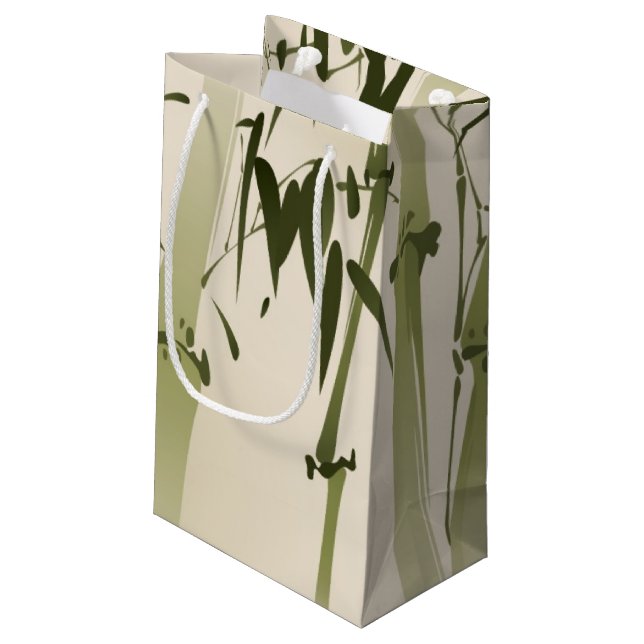 Oriental style painting, bamboo branches 2 small gift bag (Back Angled)