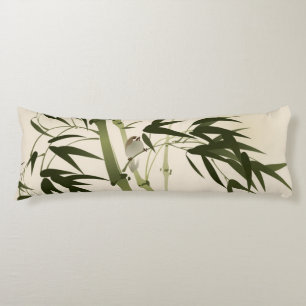 Oriental style painting, bamboo branches body cushion