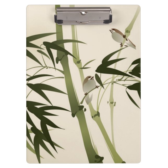 Oriental style painting, bamboo branches clipboard (Front)