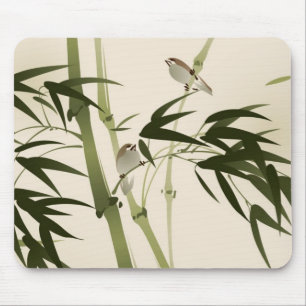 Oriental style painting, bamboo branches mouse mat