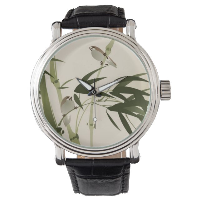 Oriental style painting, bamboo branches watch (Front)