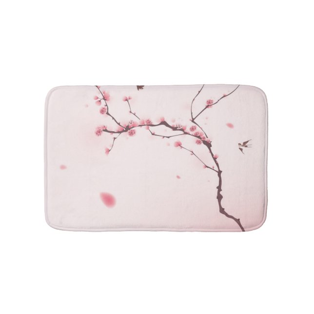 Oriental style painting, cherry blossom bath mat (Front)