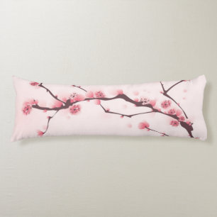 Oriental style painting, cherry blossom body cushion