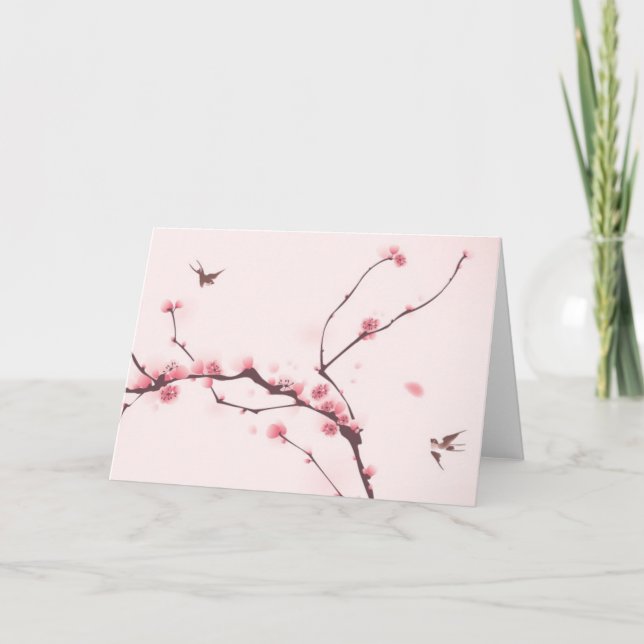 Oriental style painting, cherry blossom card (Front)