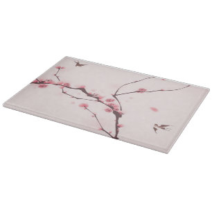Oriental style painting, cherry blossom cutting board