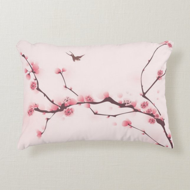 Oriental style painting, cherry blossom decorative cushion (Front)