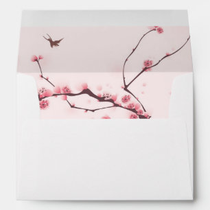 Oriental style painting, cherry blossom envelope