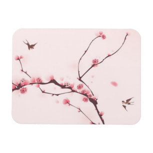 Oriental style painting, cherry blossom magnet