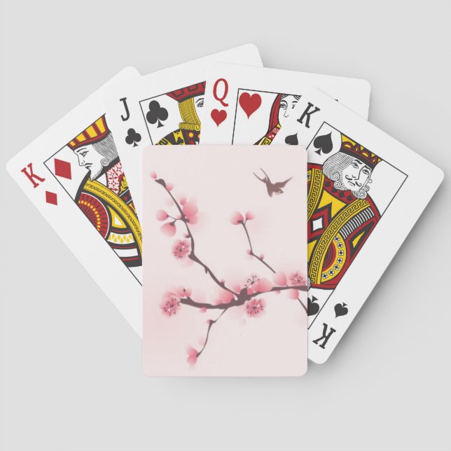 Oriental style painting, cherry blossom playing cards (Back)