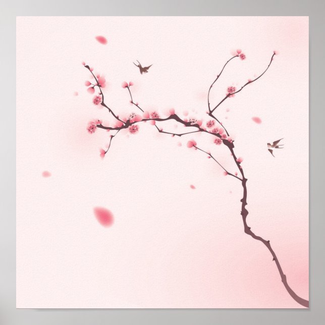 Oriental style painting, cherry blossom poster (Front)