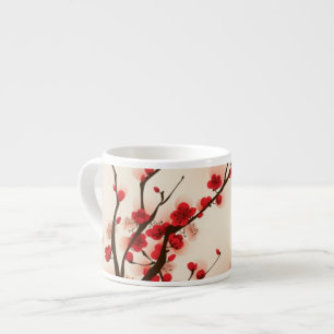 Oriental style painting, plum blossom in spring 2 espresso cup