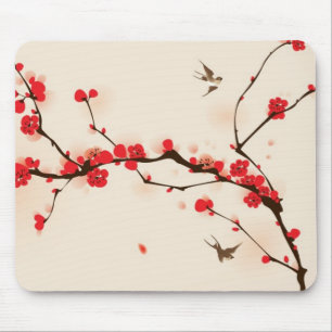 Oriental style painting, plum blossom in spring 3 mouse mat