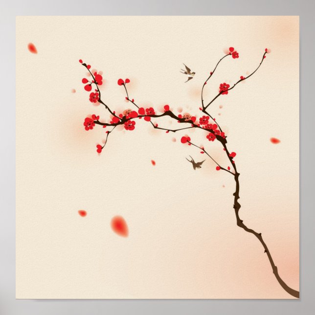 Oriental style painting, plum blossom in spring 3 poster (Front)