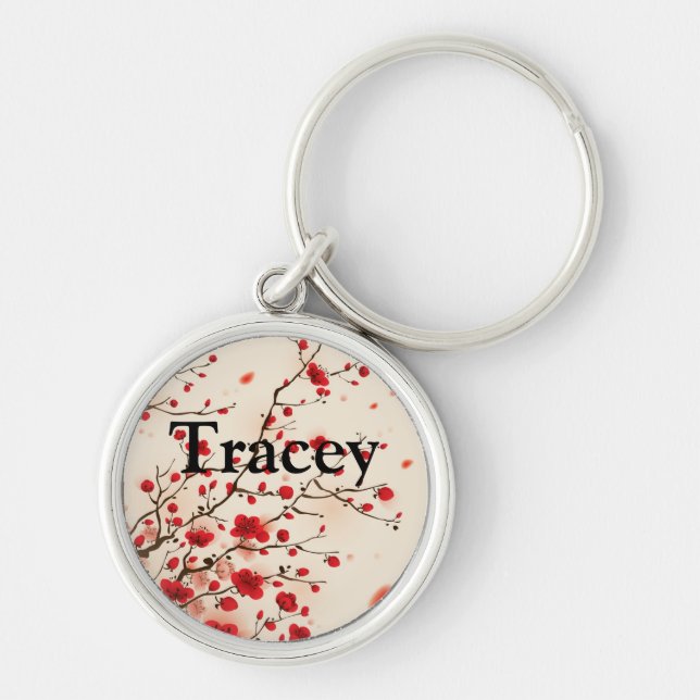 Oriental style painting, plum blossom in spring key ring (Front)