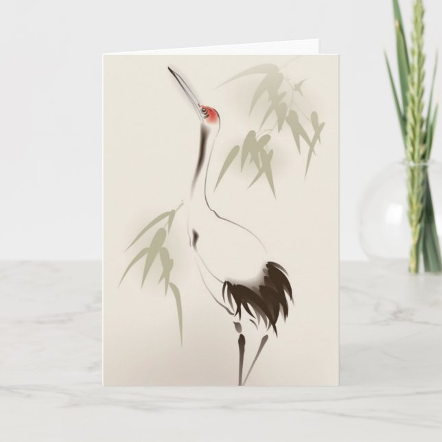 Oriental style painting, Red-crowned Crane Card (Front)