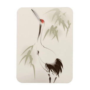 Oriental style painting, Red-crowned Crane Magnet