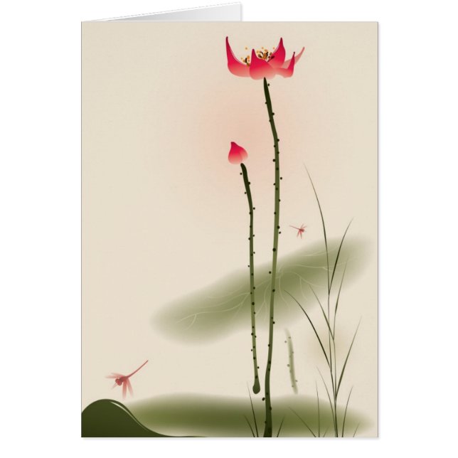 Oriental style painting, tall Lotus (Front)
