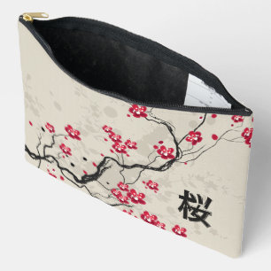 Oriental Style Sakura Cherry Blossom Art Accessory Pouch