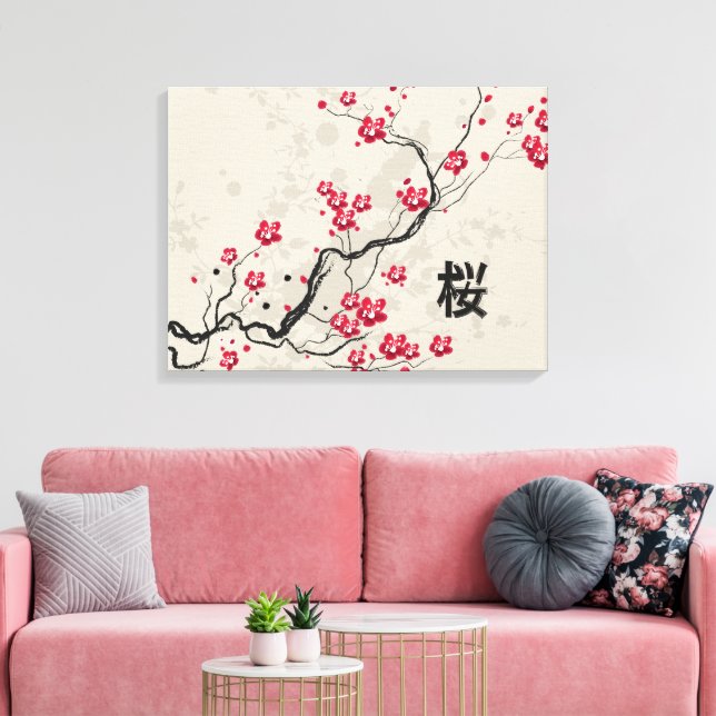Oriental Style Sakura Cherry Blossom Art Canvas Print (Insitu(LivingRoom))