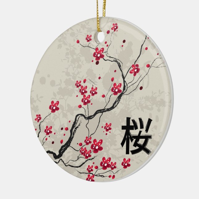 Oriental Style Sakura Cherry Blossom Art Ceramic Tree Decoration (Left)