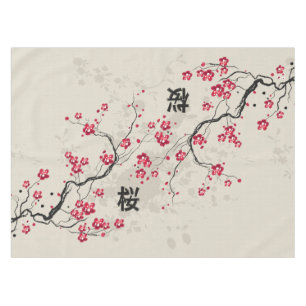 Oriental Style Sakura Cherry Blossom Art Tablecloth
