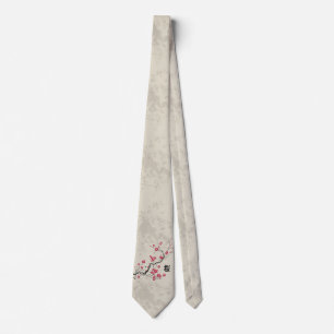 Oriental Style Sakura Cherry Blossom Art Tie