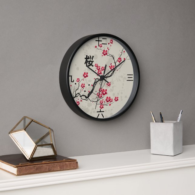 Oriental Style Sakura Cherry Blossom Art Wall Clock (Office)