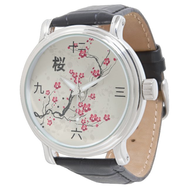 Oriental Style Sakura Cherry Blossom Art Watch (Angled)