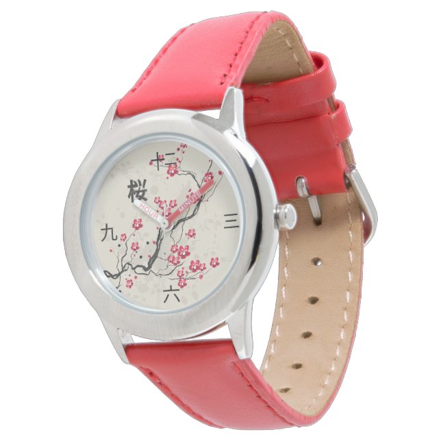 Oriental Style Sakura Cherry Blossom Art Watch (Angled)
