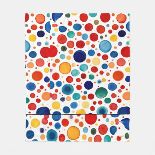 oriental style water colour polka dots art fleece blanket