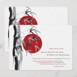 Oriental Sunrise Zen Bamboo Garden Asian Wedding Invitation