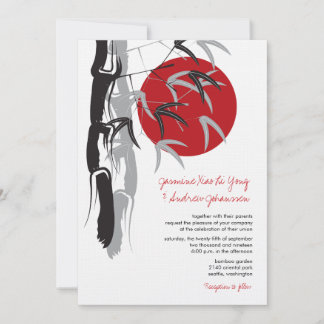 Oriental Sunrise Zen Bamboo Garden Asian Wedding Invitation