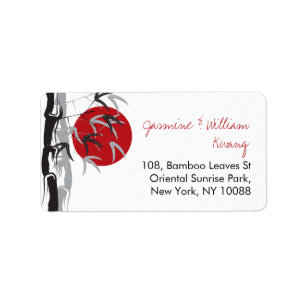 Oriental Sunrise Zen Bamboo Garden Asian Wedding Label