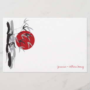 Oriental Sunrise Zen Bamboo Garden Asian Wedding Stationery