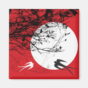 Oriental Swallows in Moonlight Magnet