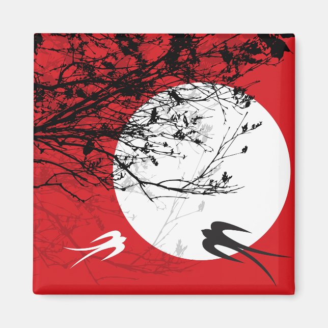 Oriental Swallows in Moonlight Magnet (Front)