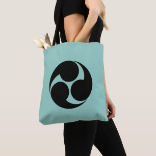 Oriental Teal Black Kobayakawa Japan Mon Art Tote Bag