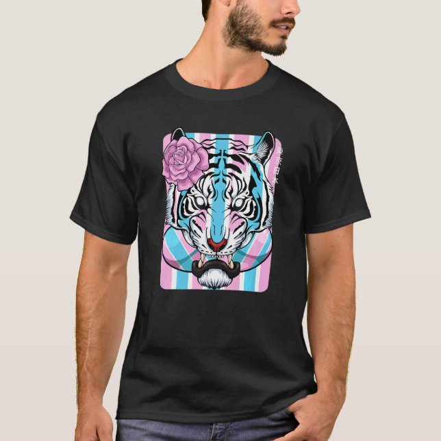 Oriental Tiger Lgbt Q Transgender Pride Trans Flag T-Shirt (Front)