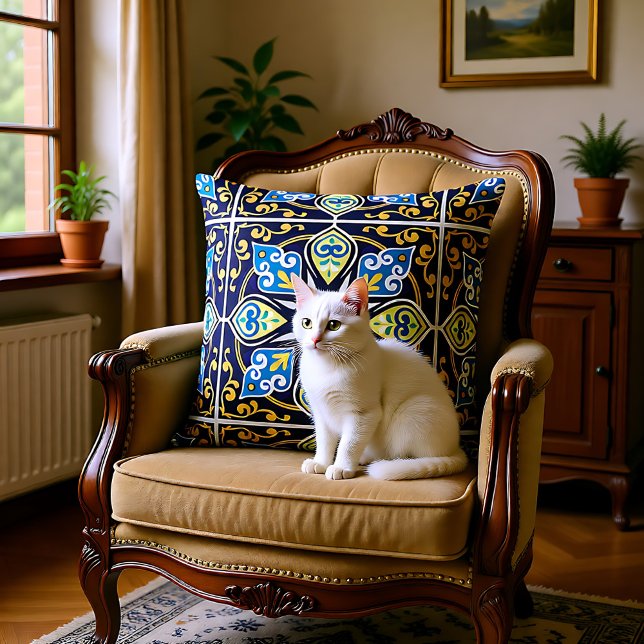 Oriental tiles, Azulejos Cushion (Oriental tiles, Azulejos Throw Pillow)