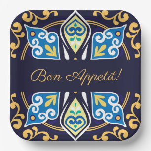 Oriental tiles, Azulejos , customisable Square Paper Plate