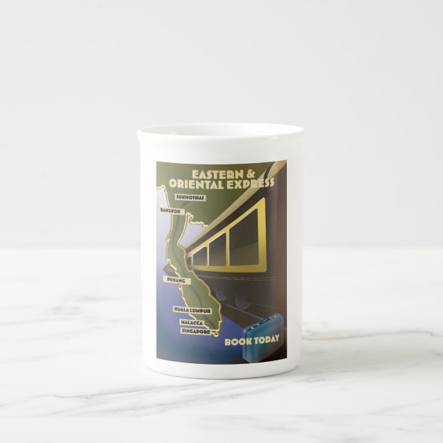 Oriental train travel poster bone china mug (Front)