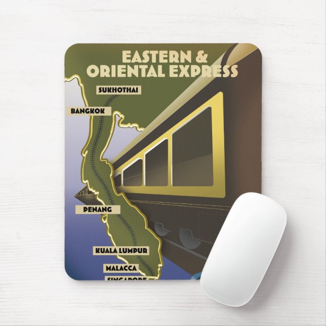 Oriental train travel poster mouse mat (With Mouse)