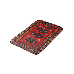 Oriental tribal carpet-pattern bath mat