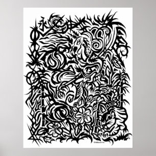 Oriental Tribal Tattoo Design Poster